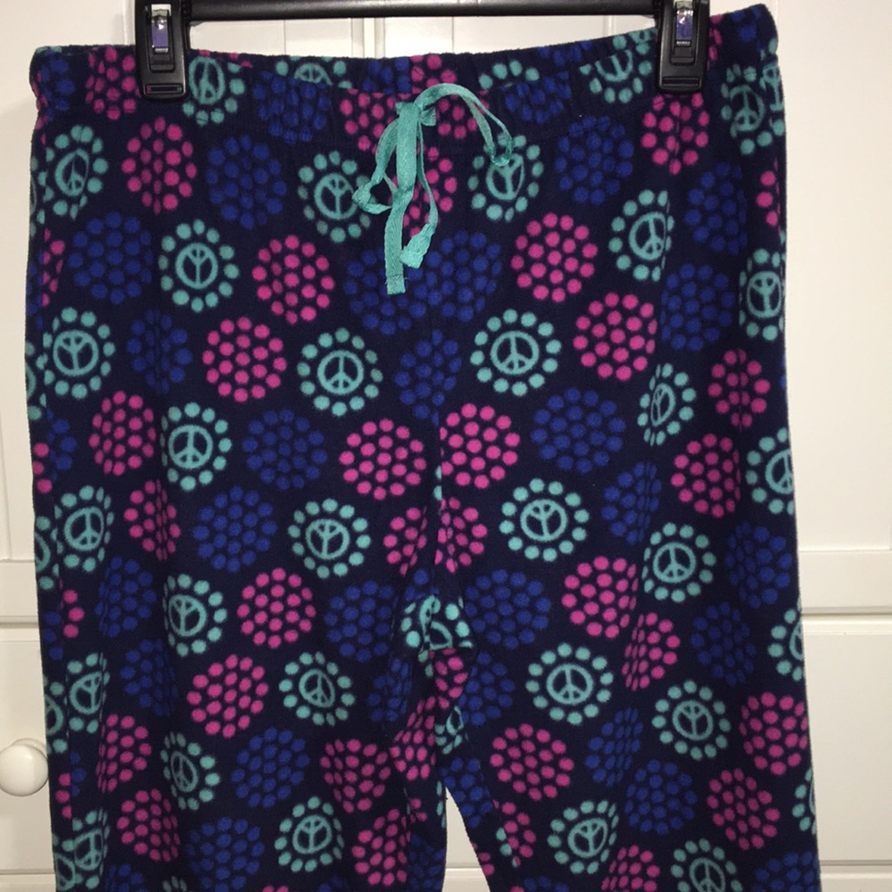 Fleece Navy Peace Sign Pajama Pants